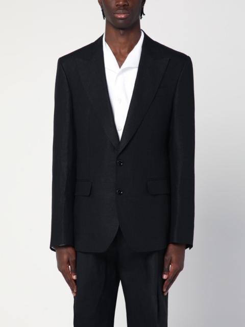 Black single-breasted linen jacket