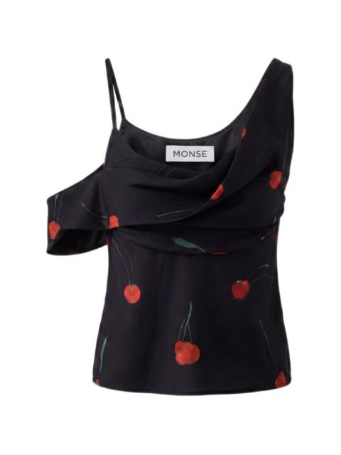 Monse cherry-print draped top