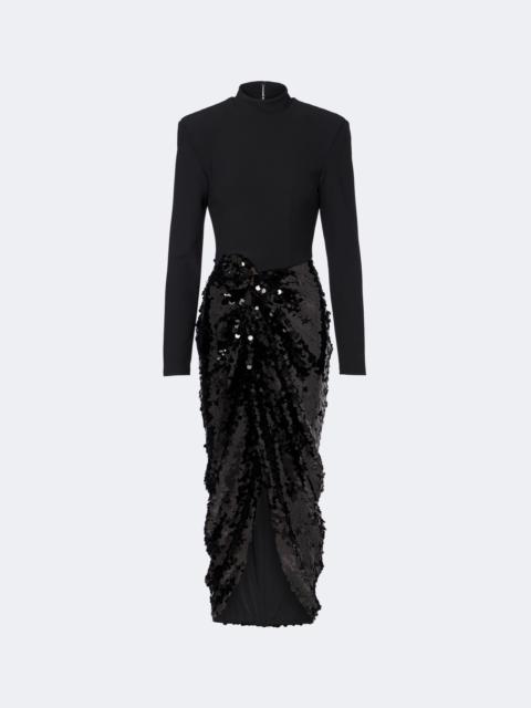 ROTATE Gathered sequined midi dress