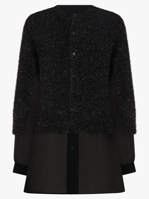Noir Kei Ninomiya SHINY KNIT X SHEER CARDIGAN | BLACK