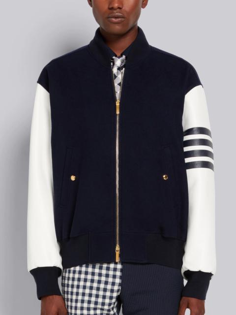 Thom Browne Navy Melton Wool 4-Bar Oversized Blouson Jacket