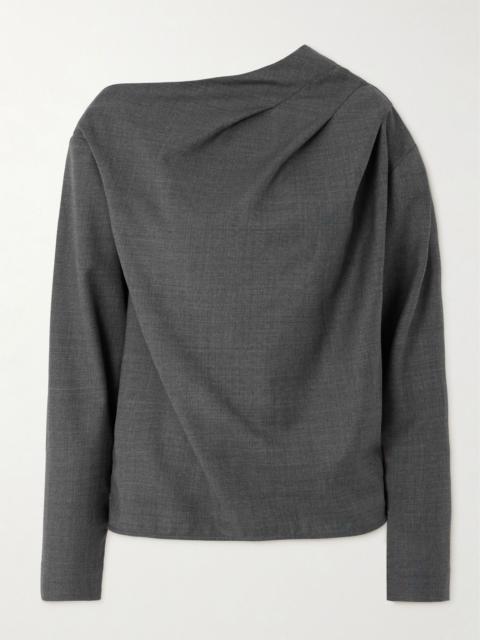 Loulou de Saison Mauris asymmetric pleated draped wool top Gray