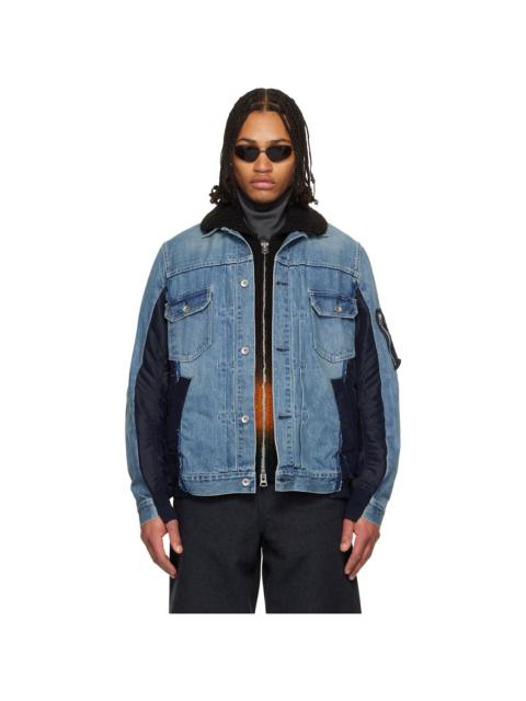sacai Blue Nylon Twill & Denim Jacket