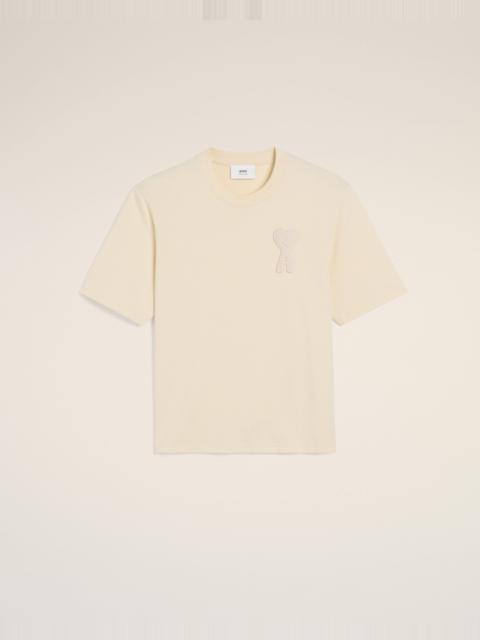 AMI Paris BEIGE COTTON AMI DE COEUR PATCH T-SHIRT