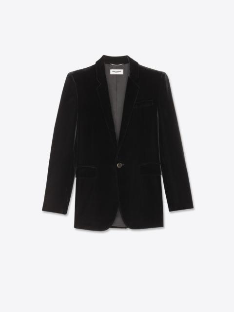 SAINT LAURENT square-cut long jacket in shadow striped velvet