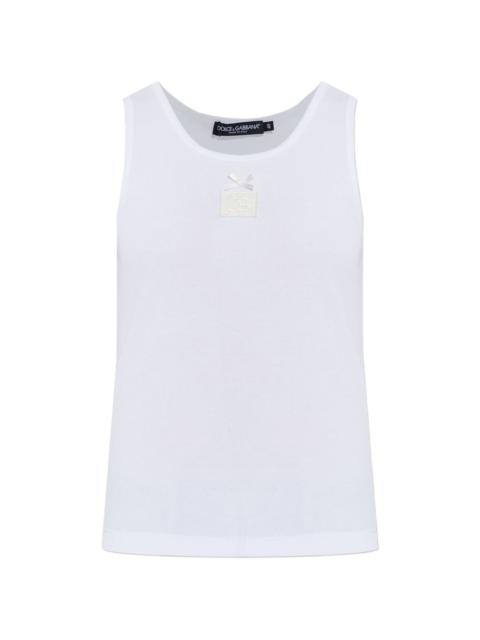 Dolce & Gabbana bow-detail logo-patch tank top