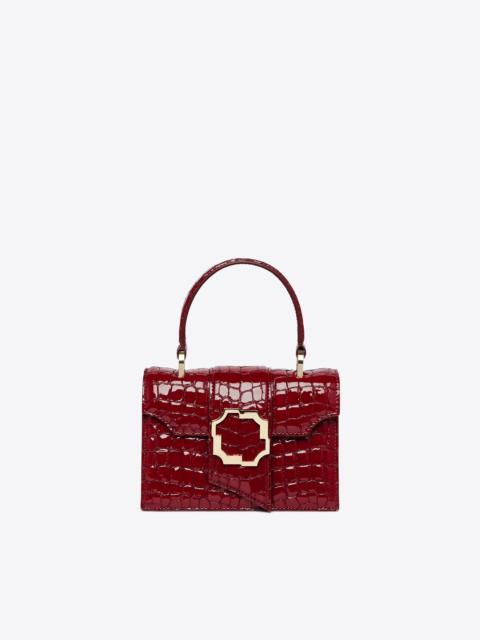 MALONE SOULIERS Audrey Burgundy Embossed Patent Bag with Top Handle