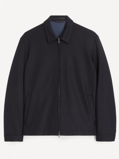 Sunspel Navy Boiled Wool Harrington Jacket