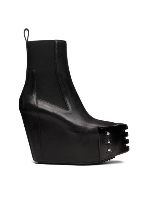 Rick Owens Black Grilled Wedge Beatle Chelsea Boots
