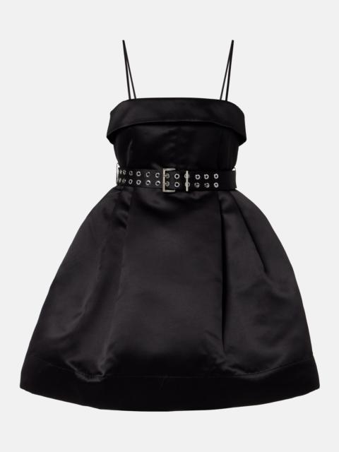 GANNI Belted satin minidress