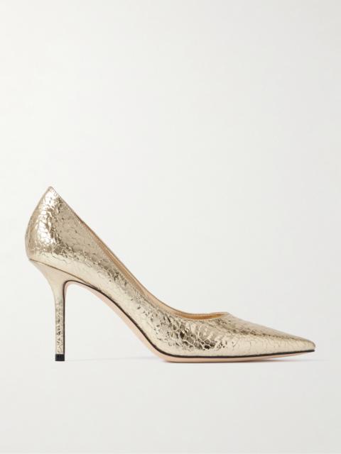 JIMMY CHOO Love 85 Metallic Cracked-leather Pumps