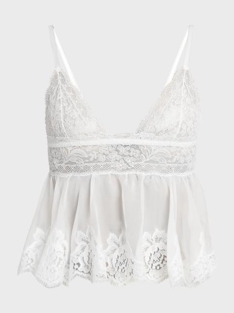 Scalloped Floral Lace Babydoll Cami