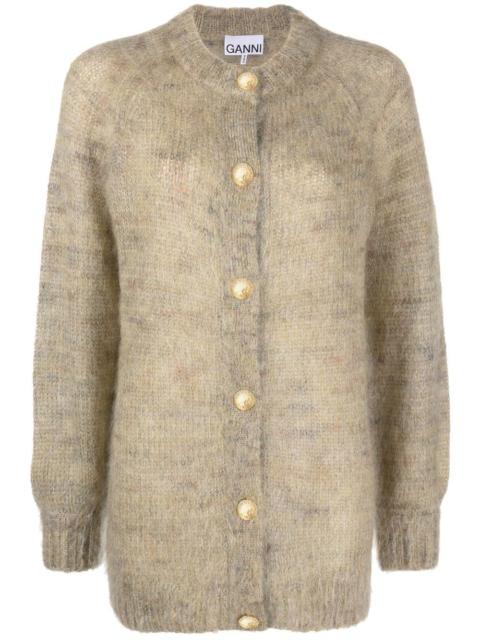 GANNI brushed-effect crew-neck cardigan
