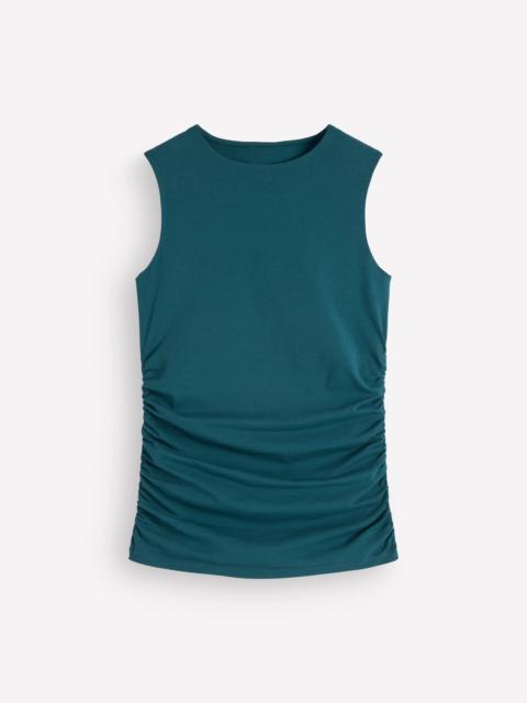 BODEN Tia Sleeveless Ruch Jersey Top-Midnight Teal