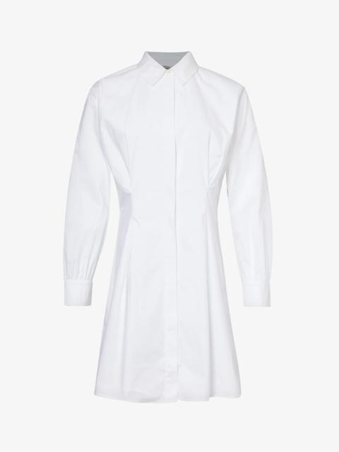 Pleated regular-fit organic-cotton mini dress