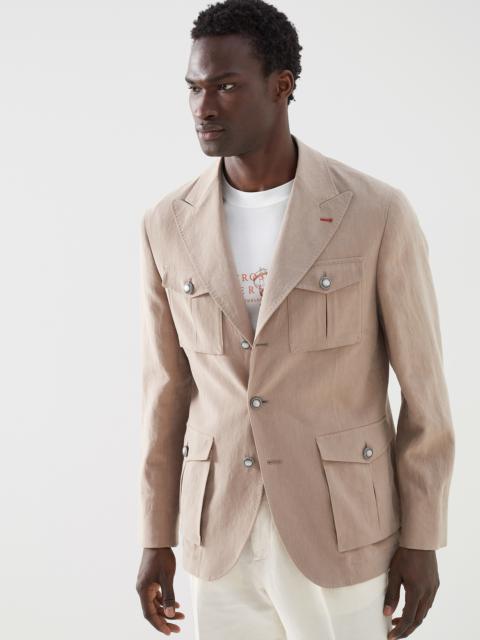 Twisted linen safari jacket with metal buttons