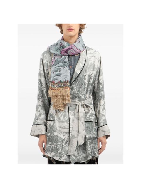 Pierre-Louis Mascia floral-pattern fringed-edges scarf