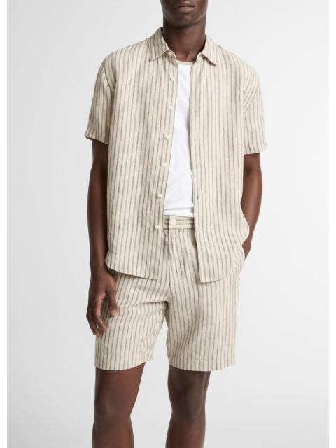Vince Ballston Stripe Hemp Short-Sleeve Button-Front Shirt