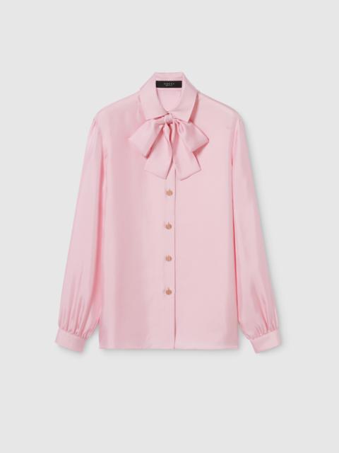 GUCCI Silk twill shirt with bow