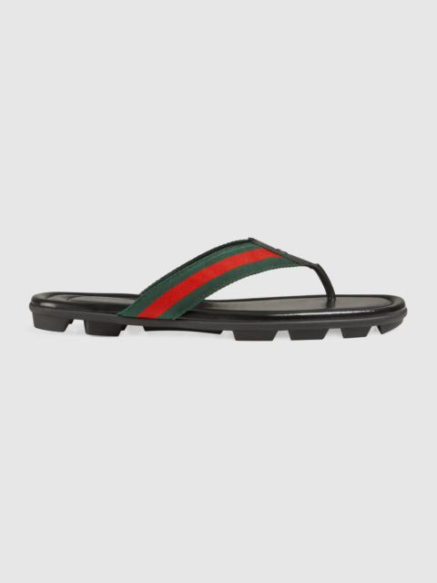 GUCCI Web and leather thong sandal