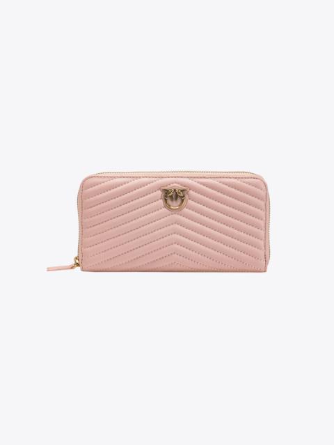 PINKO ZIP-AROUND WALLET IN CHEVRON-PATTERNED NAPPA LEATHER