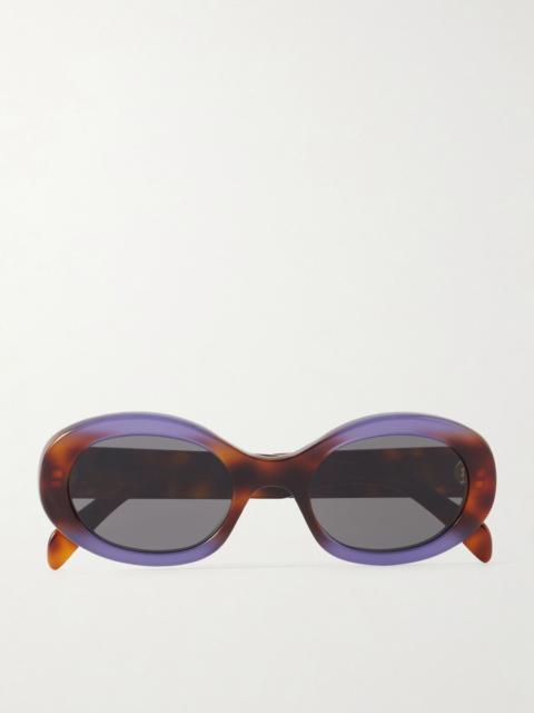 CELINE Triomphe oval-frame acetate sunglasses Brown