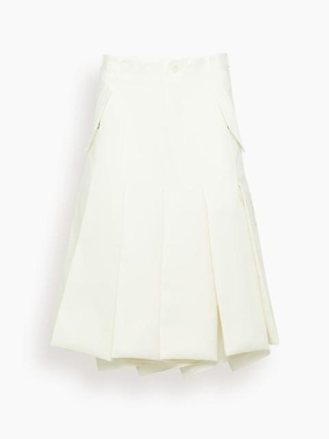 sacai Pleated Twill Skirt in Off White