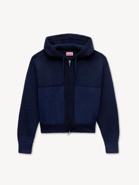 KENZO 'KENZO Signature' knitted zip-up hoodie in cotton wool