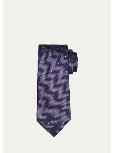 TOM FORD Men's Polka Dot Herringbone Silk Tie