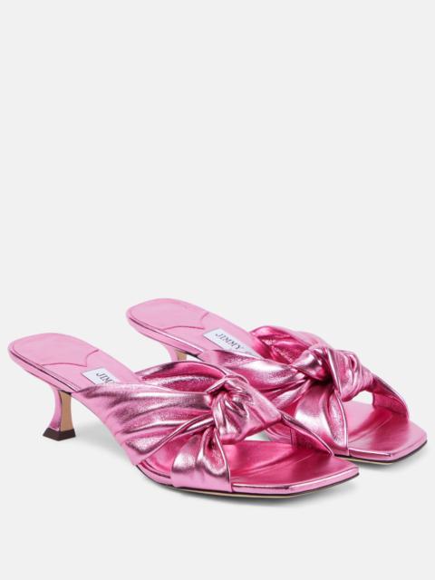 JIMMY CHOO 50mm Avenue metallic leather mules