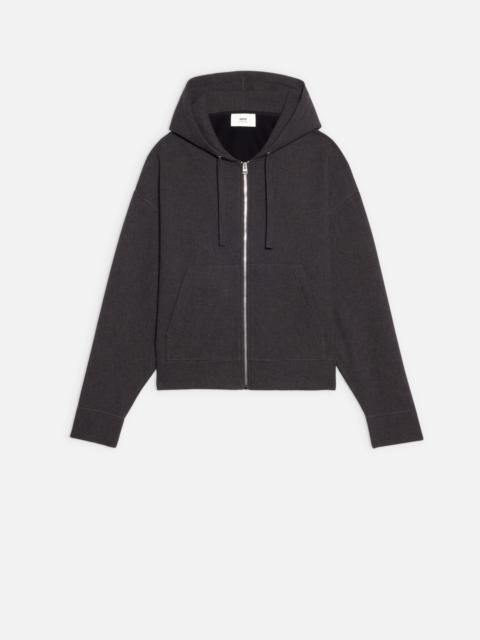 Wool Viscose Zipped Hooded Jacket