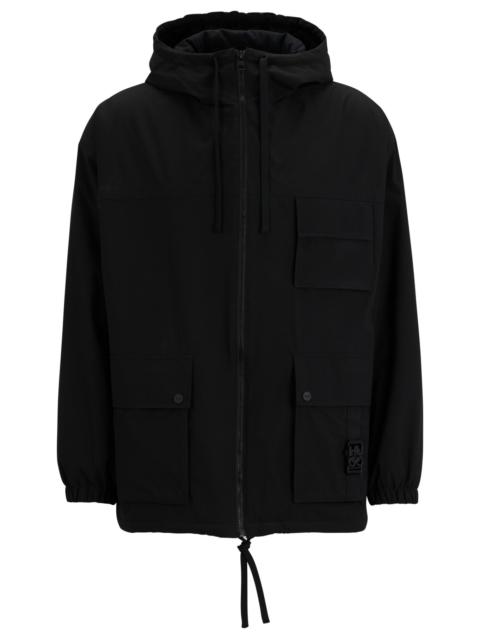 HUGO WATER-REPELLENT PARKA JACKET WITH STACKED-LOGO BUCKLE