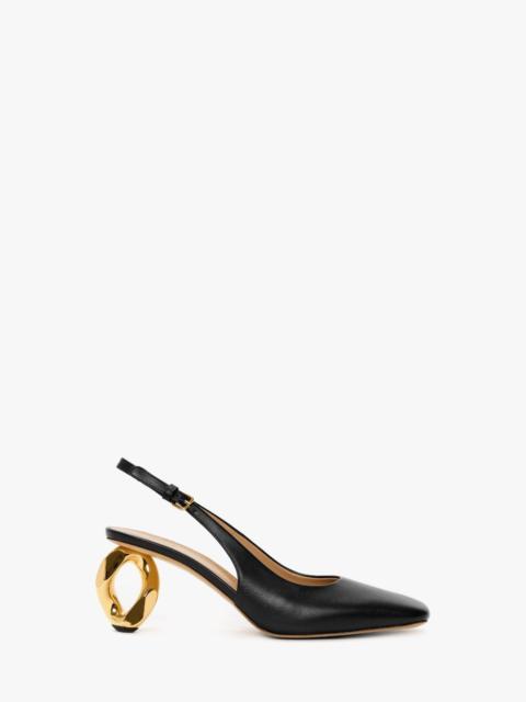 JW Anderson SQUARE TOE CHAIN HEEL SLINGBACK PUMPS