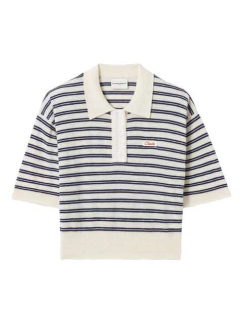 Claudie Pierlot striped embroidered-logo polo top
