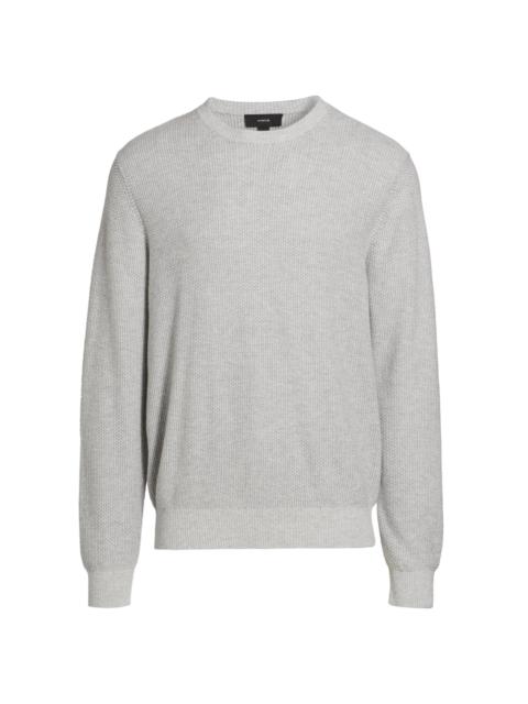 Vince Men's Geo Jacquard Long-Sleeve Crewneck Sweater - Heather Grey Classic Cream