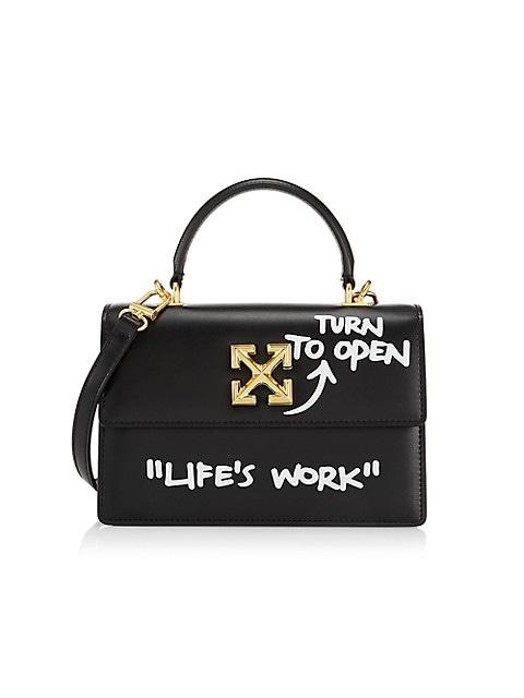 Off-White Jitney Leather Graphic Top-Handle Bag