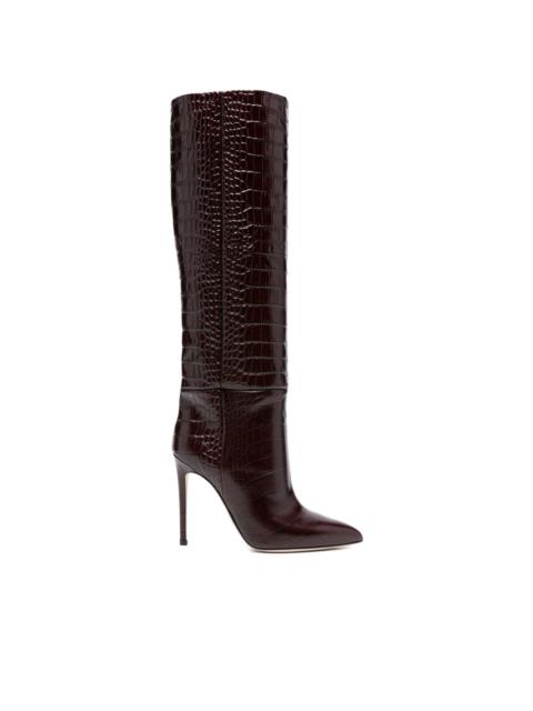 PARIS TEXAS 100MM crocodile-embossed stiletto boots