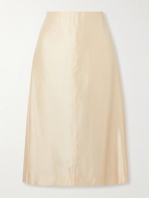 KHAITE Nania Satin-twill Midi Skirt