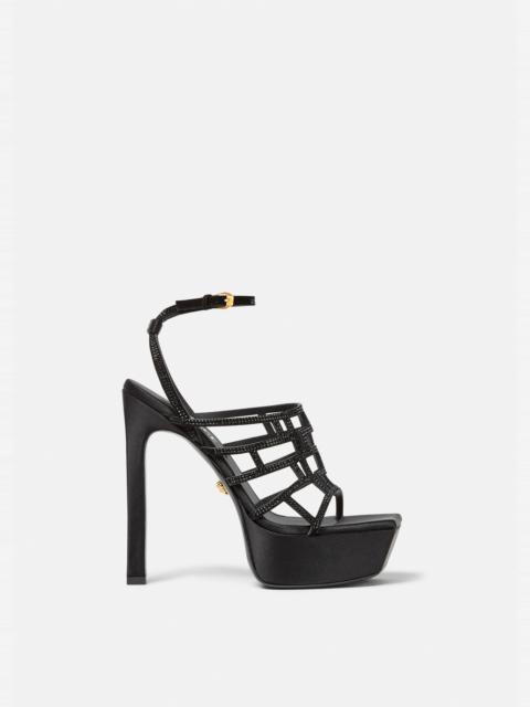 VERSACE Greca Maze Crystal Flat Sandals