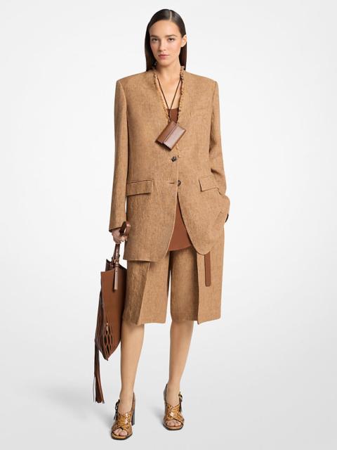 MICHAEL KORS COLLECTION Frayed Linen Collarless Blazer