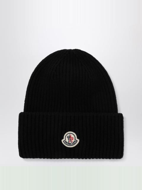 Moncler Black beanie in wool and cashmere