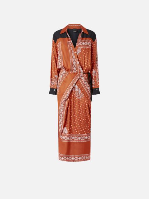 PINKO LONG CRISSCROSS DRESS WITH BANDANA PRINT