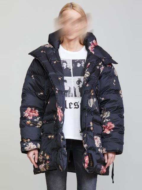 R13 UPSIDE-DOWN COAT - FLORAL ON BLACK