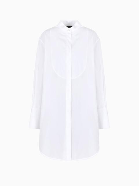 Oversized cotton shirt with plastron