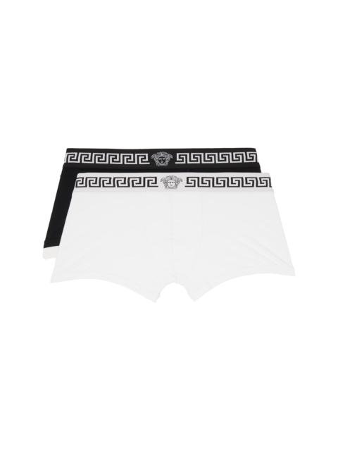 VERSACE Two-Pack White & Black Jersey Boxer Briefs