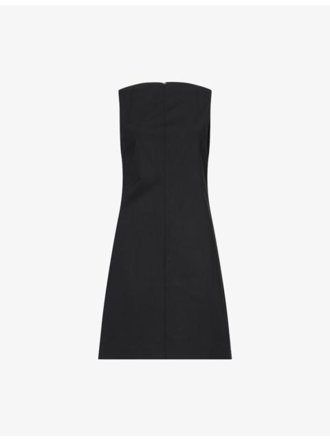 Theory Boat-Neck Tailored Wool-Blend Mini Dress