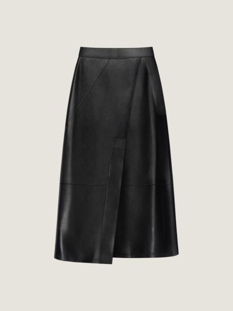 Givenchy MIDI ASYMMETRIC SKIRT IN LEATHER