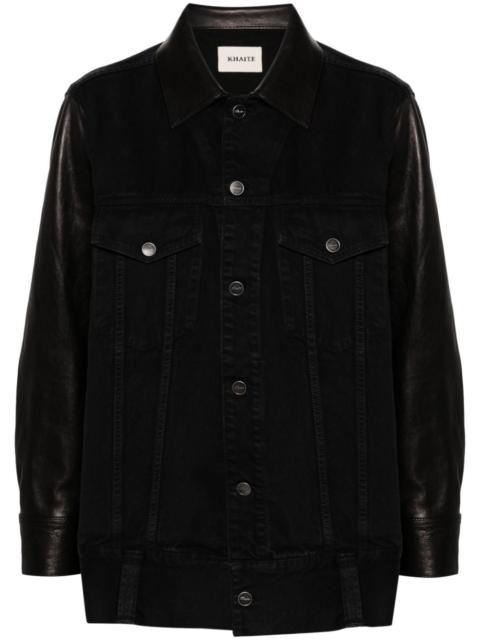 Grizzo leather-panels denim jacket