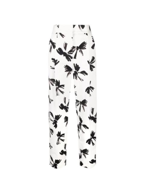 bow-print straight tailored trousers