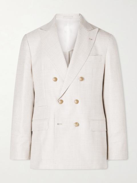 Brunello Cucinelli Double-Breasted Prince of Wales Checked Wool-Blend Blazer